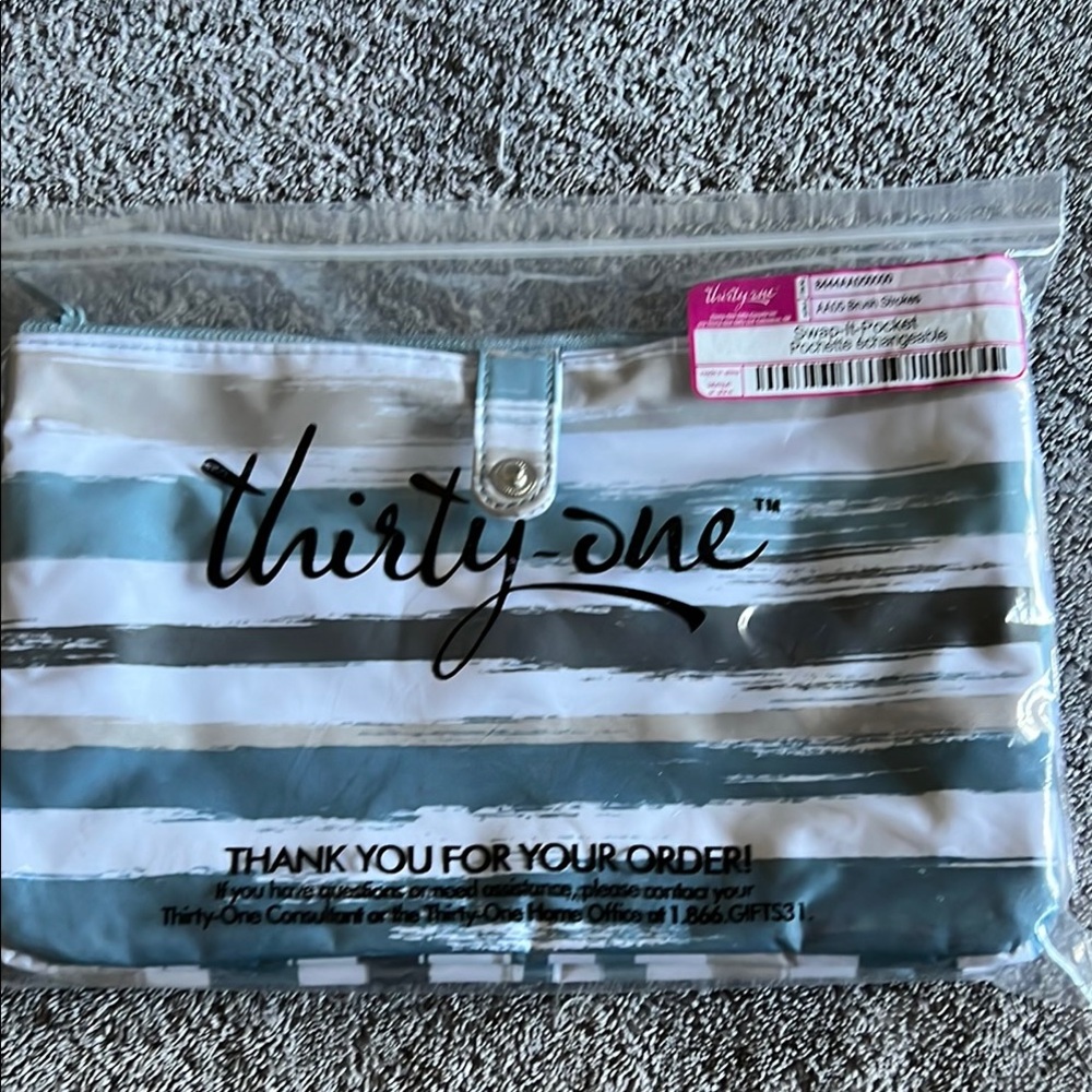 NWT Thirty-One Striped Pouch